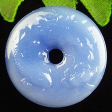 Blue Jade Fish Donut Pendant Bead 42x9mm H09358