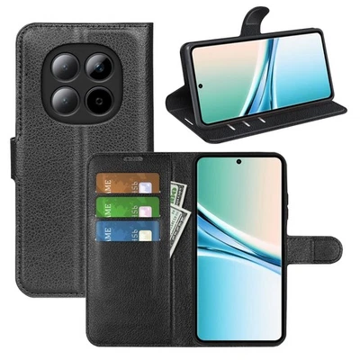 WIGENTO Kunstleder Hülle für Xiaomi Redmi Note 15 5G Flip Kartenfächern & Stand Schwarz