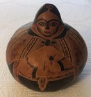 Cesar Aquino Veli Handmade Carved Gourd Art Woman With Braids Yarn Rattle — photo 1