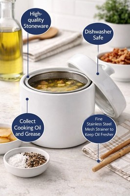 Ceramic White Grease Keeper  Ceramic 6 Cup White By RSVP International