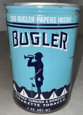 Vintage Bugler Cigarette Tobacco Tin graphics 7 Oz Empty No Lid