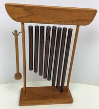 Vintage Teak Meditation Tranquility Wind Chime Instrument MCM Table Desk