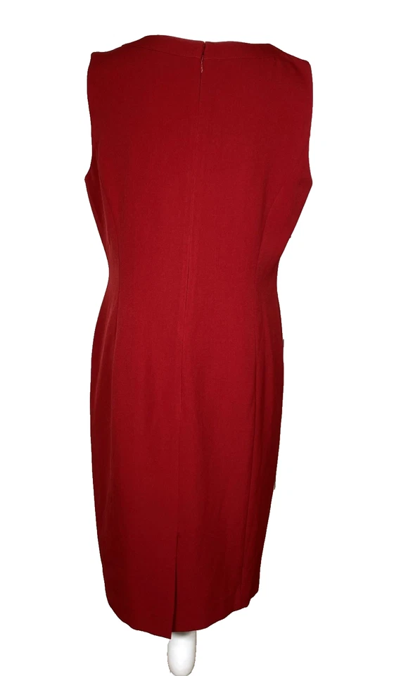 NWT Kasper Sleeveless Sheath Dress Women's Sz 10 Red Stretch Back Zip Holiday - Image 3 of 4