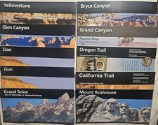 (10) 2015 Yellowstone Zion Mount Rushmore Grand Teton Glen Travel Map Guide LOT