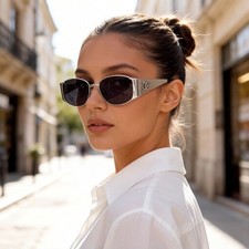 Chanel women's sunglasses 8003 oval silver metal frame 62-16-143 NEW