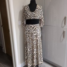 Nina Leonard Medium 10/12? Leopard Print Dress Maxi 