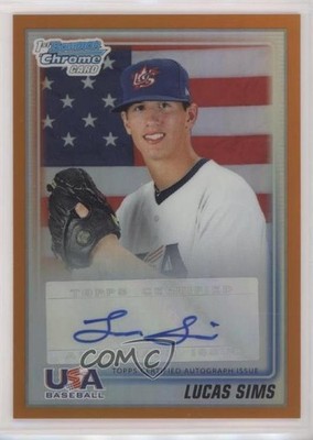 2010 Bowman Draft USA Team Orange Refractor 11/25 Lucas Sims #USAA-19 Auto 7rd