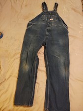 Round House Bib Overalls Men's 48x32 Blue Denim Carpenter Loop 7