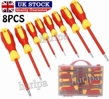 8pc Insulated Magnetic Electricians Screwdriver Soft Grip Phillips Flat Set