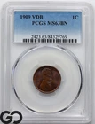 1909 VDB Lincoln Cent Wheat Penny PCGS MS 63 BN