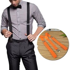 PU Leather Braces Suspenders Color Party Men Women Y Back Trousers Wide Y-Shaped