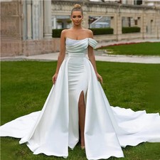 Beaded One Shoulder Mermmaid Wedding Dresses With Detachable Bridal Gown