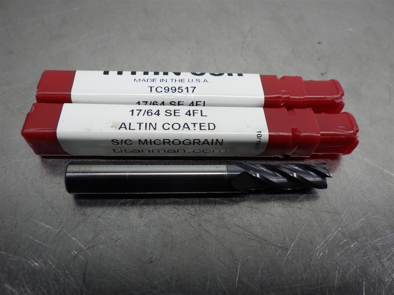 2 NEW! TITAN USA 17/64" Carbide 4FLT Endmill 3/4" LOC 2-1/2" OAL #TC99517