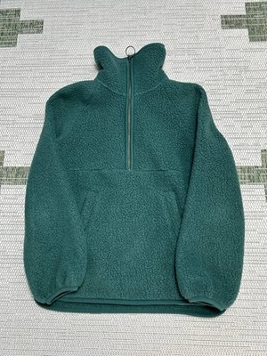 Madewell Polartec Fleece Jacket Womens XS Green Half Zip Raglan Sleeve Oversized