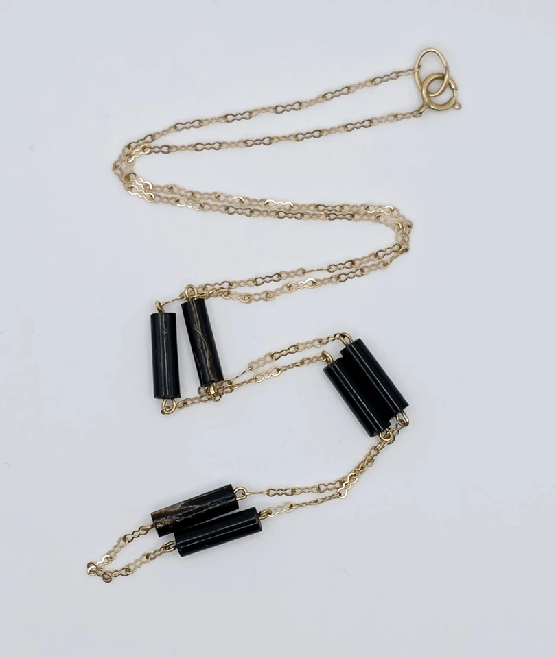 Bernard K Passman 14k Gold Black Coral Necklace Modernist Minimalist Rare - Image 3 of 4