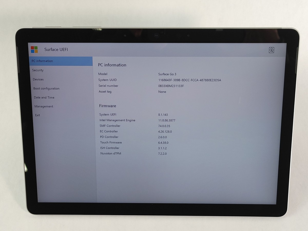 Microsoft Surface Go 3 1926 Pentium 6500Y 1.10 GHz 4 GB 64