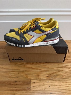 Diadora Titan Size U.S. 11 UK 10.5 Trainer Yellow / Silver Grey Casual Football