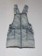 Art Class Light Wash Denim Overall Skirt Girls 6/6x Adjustable Straps Pockets