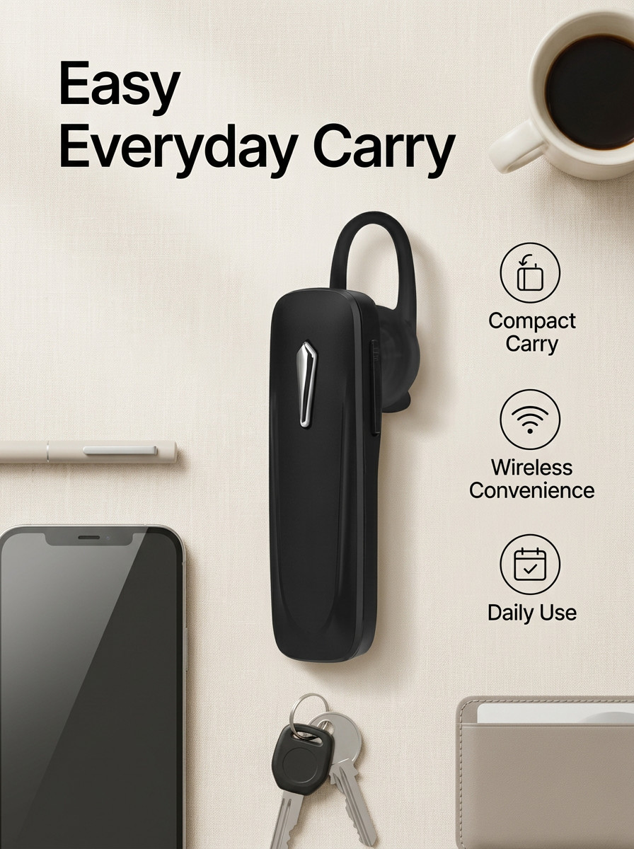 Auricolare Bluetooth Wireless con Gancio per Chiamate foto 5