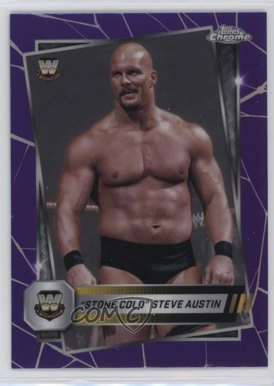 2025 Topps Chrome WWE Purple Refractor Stone Cold Steve Austin #6 HOF 6q5