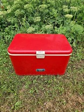 Vintage Red Steel Metal Thermos Cooler With C...