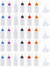 30 Precision Applicator Bottles with Needle Tips and Mini Funnels