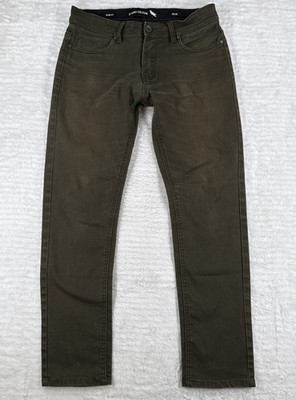 Stone Falcon Jeans Mens 32x30 Olive Green Slim Fit Straight Leg Stretch