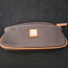 Dooney & Bourke Brown & Tan Leather w Gold Tone Zipper Wallet. CLEAN