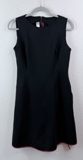 SPANX  Perfect Fit & Flare Dress M Black Red Trim Sleeveless Stretch Minimalist