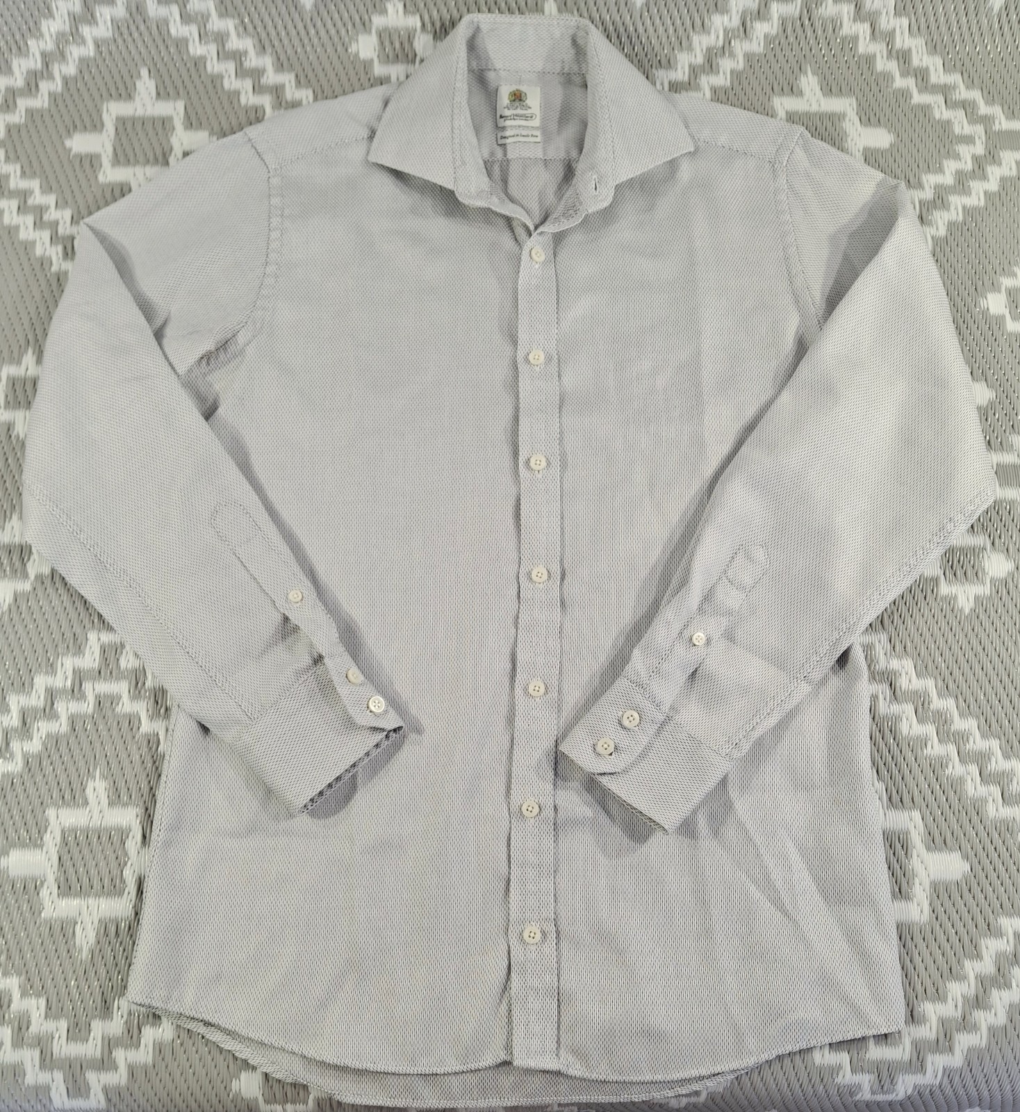 FILA Camicia uomo Bernard Weatherill of Savile Row grigia manica lunga 15 5 pollici 100% cotone