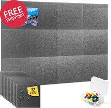 Large Cork Board for Wall 47"X35", 12 Pack Bulletin Board, Felt Wall Tiles with