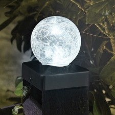 Crackle Ball Post Deck Light Solar Powered Decking Or Fence Square Post Light