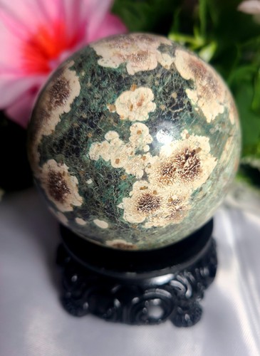 X Large! 2.7" 68mm 382g Rare Green Sakura Cherry Blossom Sphere Crystal Ball - Picture 5 of 16