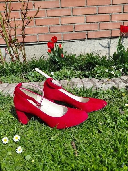 Women Heels Red Suede 38