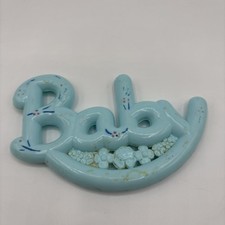 Vintage Plastic Baby Toy Doll Rattle Teether Blue Decor