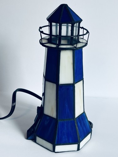 Lighthouse Stained Glass Tiffany Style Table Lamp Nightlight Nautical Coastal 9” - Picture 11 of 18