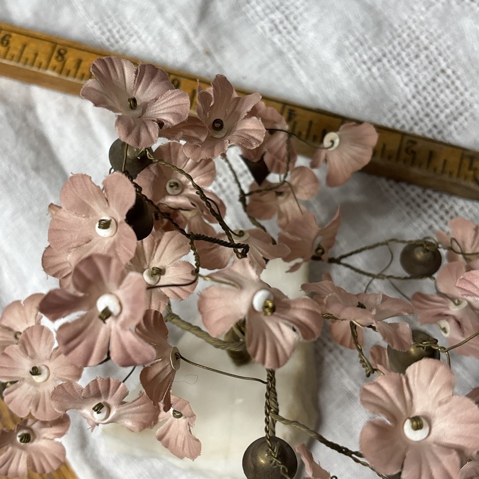Sakura Tree Making Vintage Prosperity Twisted Wire Sakura Tree Brass Bells and Marble Base ...