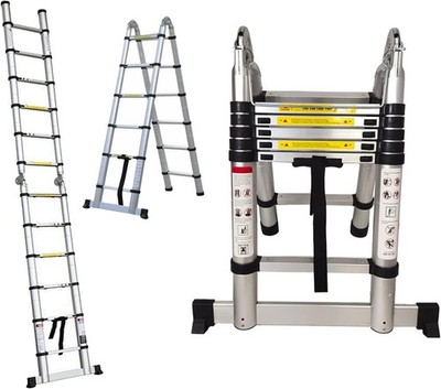 3.8m(1.9m+1.9m) Alu Teleskopleiter Klappleiter Stehleiter Anlege Mehrzweckleiter