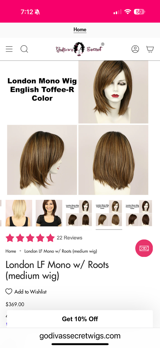 Medium Top Godiva Monofilament Wigs Godiva's Secret Wigs 