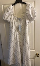 NWT Antonio Melani Gloria Poplin Abyss/White Grecian Waters Fit & Flare Dress 14