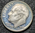 1996-S 10c Silver Dime Proof Uncirculated Beautifully Toned 90% Silver Coin .9