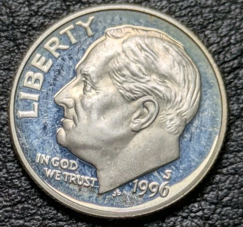 1996-S 10c Silver Dime Proof Uncirculated Beautifully Toned 90% Silver Coin .9