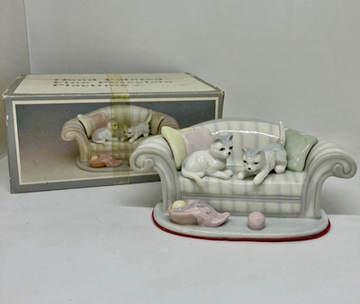The Leonardo Collection Porcelain Cats on Sofa Figurine with Box