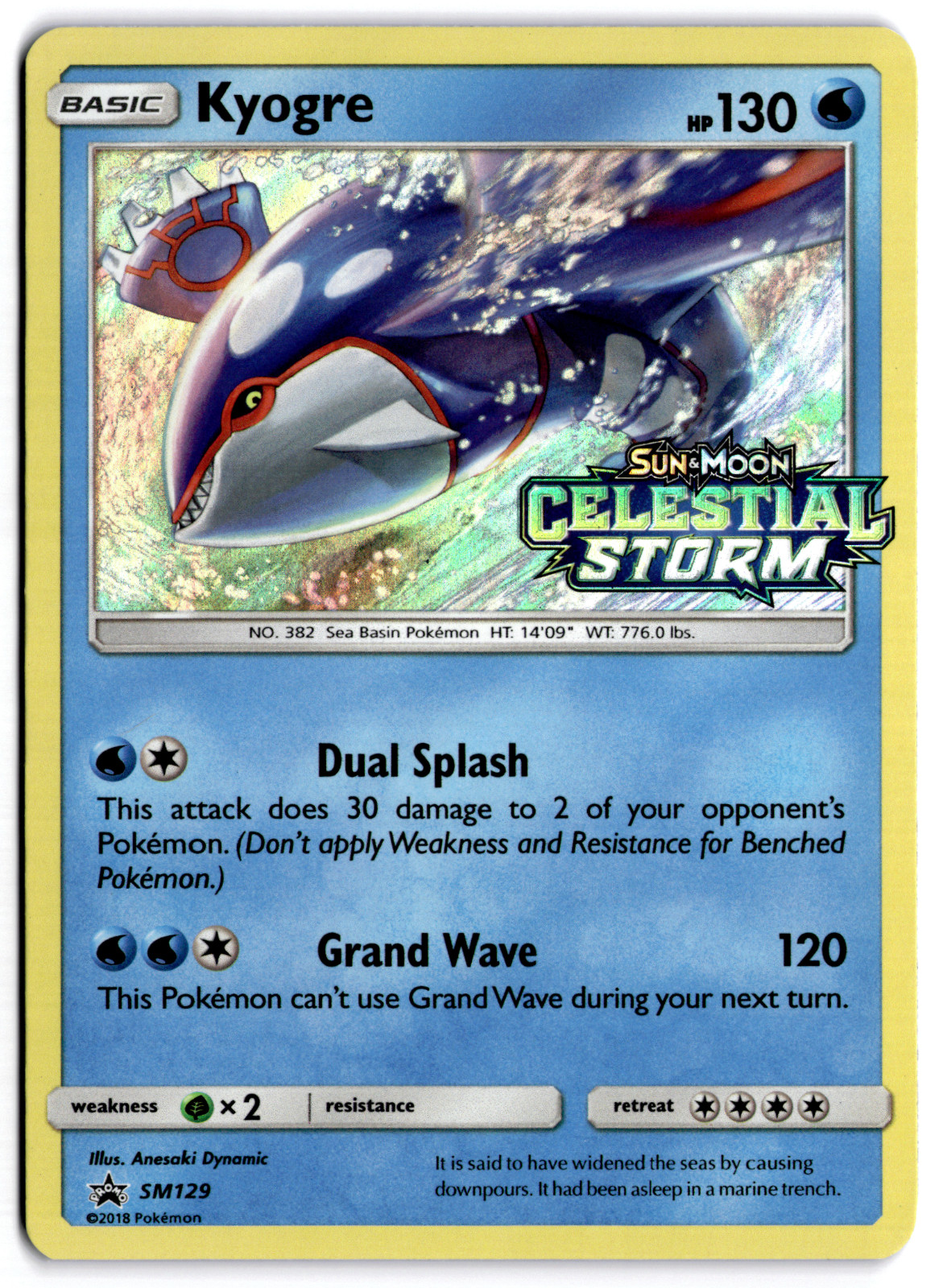 Kyogre - Black Star Promo Stamped Prerelease Celestial Storm #SM129 - NM