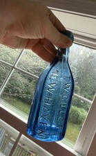 Awesome 8 Sided Antique Cobalt T.W. GILLETT Bottle IRON PONTIL New Haven, CT