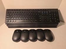 Lot Of 5 Dell Wireless Keyboard WK636P & Mouse WM116P Combo – Black, Dongles Inc