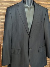 Pronto Uomo Italy 38R Lanificio Di Tollegno Super 100s Black Blue Stripe Blazer