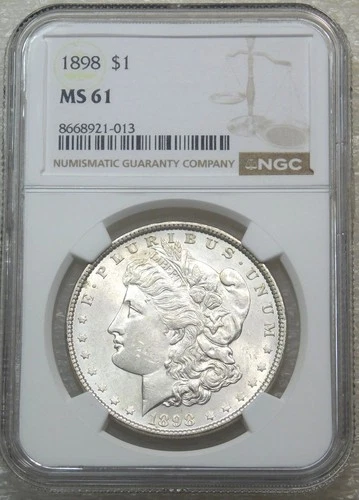 1898 P Morgan Silver Dollar NGC MS61 Frosty Just Graded New Holder #A226G