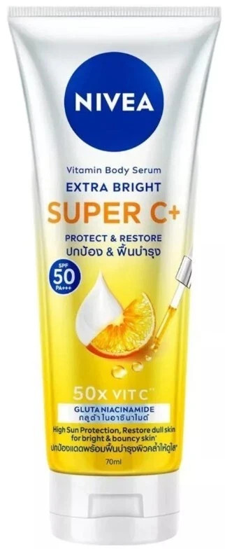 NIVEA Super C+ Extra Bright Body Serum SPF50+++  Vitamin C Sunscreen Lotion