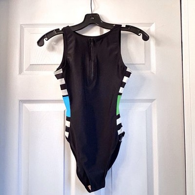 Vintage Marika 80/90 s Black Leotard High Leg Size Small Adult Bodysuit Nylon 